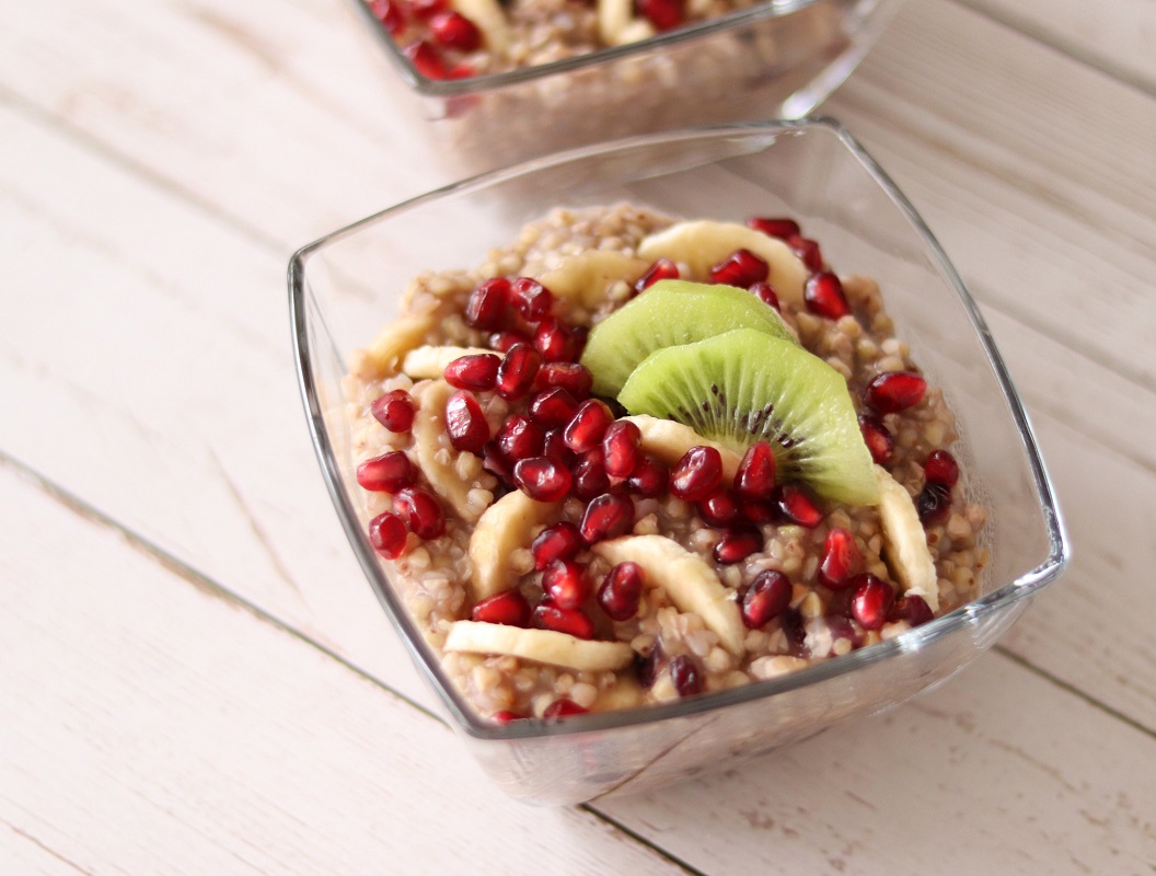 How to cook buckwheat recipe at home A bowl full of warm buckwheat porridge with fresh fruits