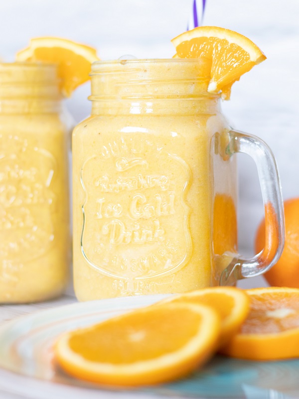 Vitamin C rich plant-based orange smoothie drink