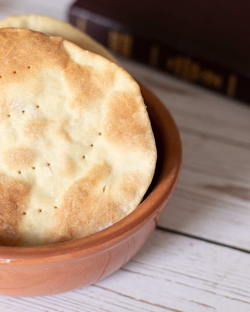 simple soft homemade unleavened brad, matzo