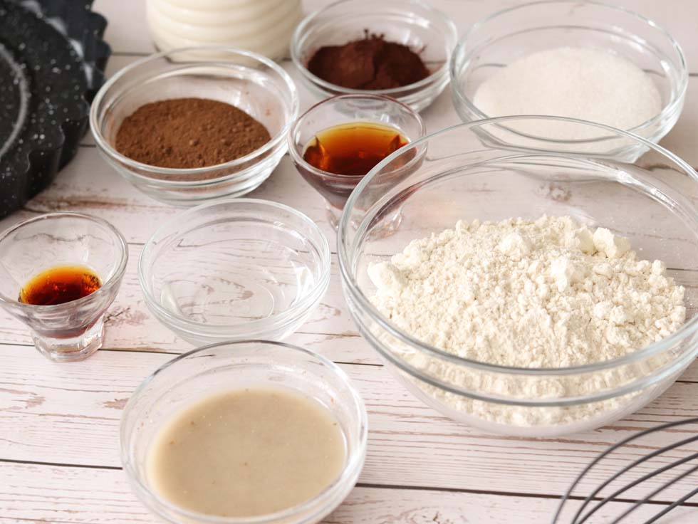 Simple ingredients for making easy vegan dessert recipe