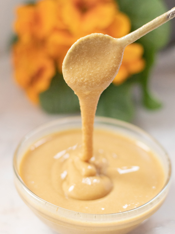 Smooth and creamy tahini paste.