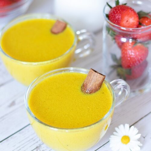 Golden milk recipe easy turmeric latter bright yellow vegan creamy paleo drink