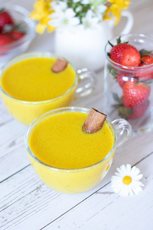 Golden milk recipe easy turmeric latter bright yellow vegan creamy paleo drink