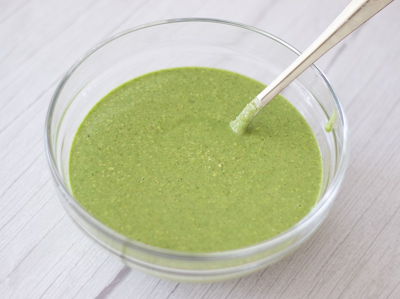 Healthy green blended batter for vegan baking