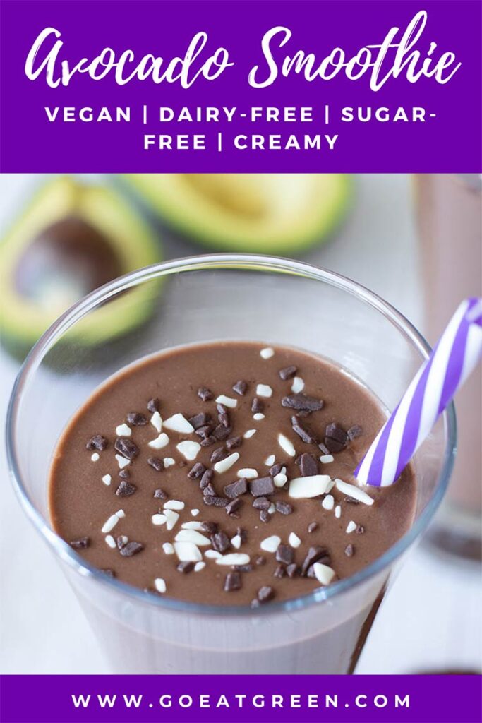 Healthy morning breakfast for kids and picky eaters. Yummy avocado chocolate smoothie.