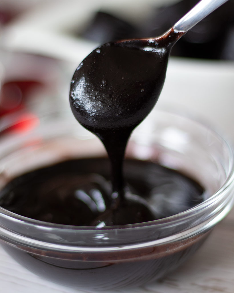 Melted homemade dark chocolate