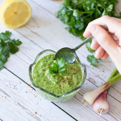 Parsley avocado dipping sauce