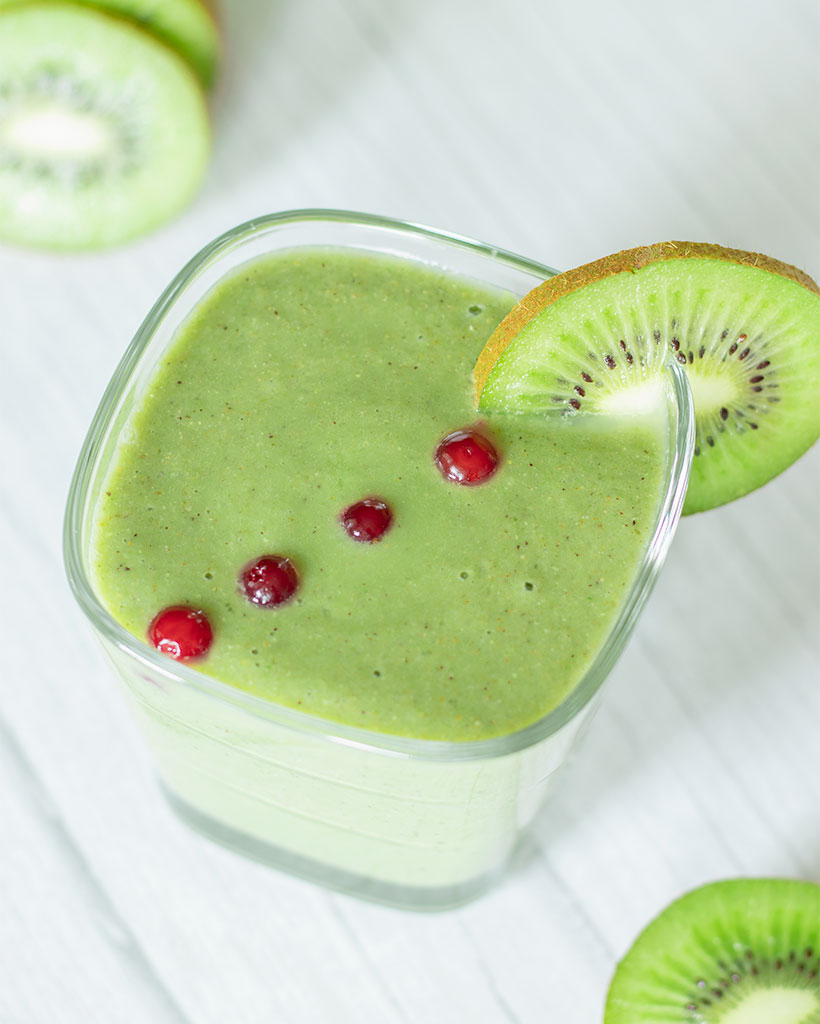 Healthy banana and kiwi smoothie for kids  healthy breakfast or snack. Vegan, vegetarian friendly option. Sugar-free drink.