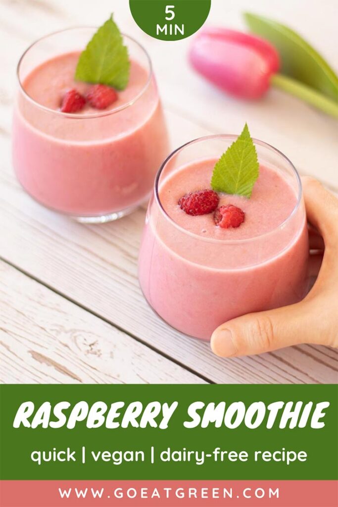 Fresh dairy-free raspberry smoothie recipe without yogurt