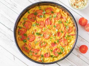 GF vegan frittata with vegetables and chickpea flour for breakfast, dinner, brunch, lunch or snack