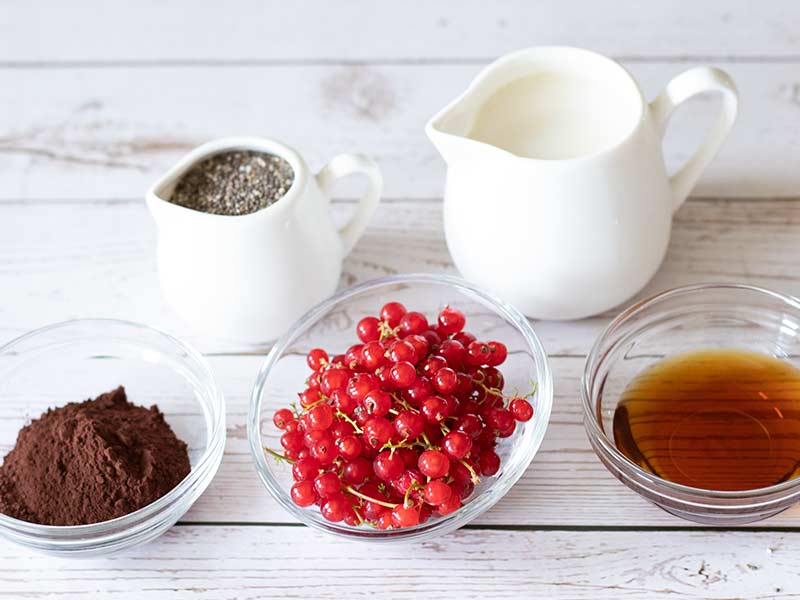 Wholesome ingredients for healthy chia pudding recipe