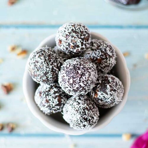 Chocolate coconut date balls