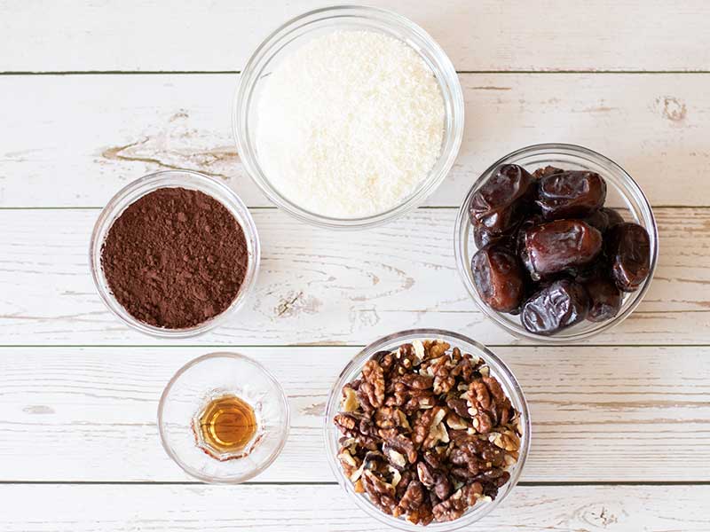 Simple plant-based 5 ingredients for making vegan dessert or snack