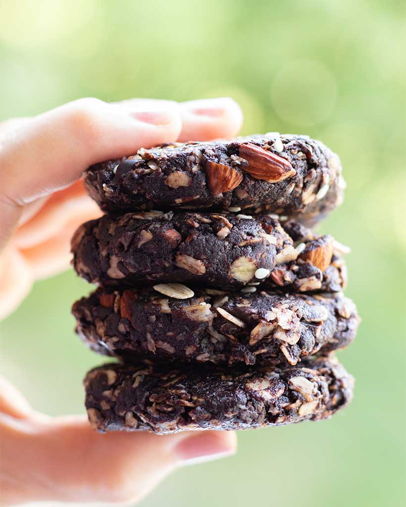 Chocolate vegan no bake tahini cookies (gluten free)