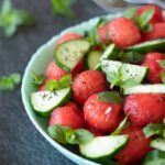 Minty watermelon cucumber salad bowl