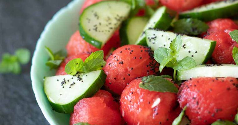 Mediterranean Minty Watermelon Cucumber Salad