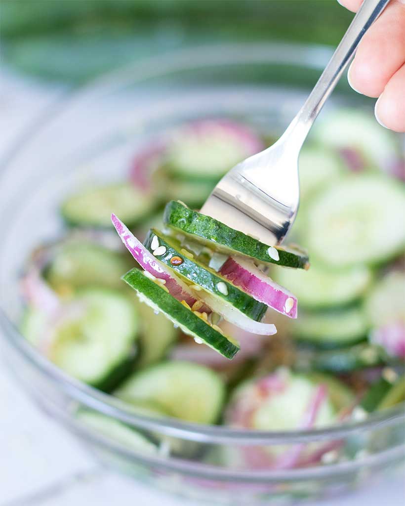 Asian cucumber vinegar salad. Simple vegan-friendly side dish or light meal.