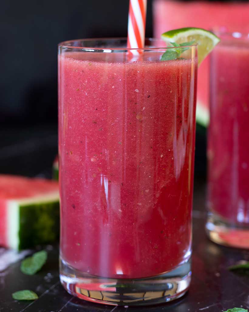 Healthy breakfast, snack or treat - watermelon banana smoothie for kids