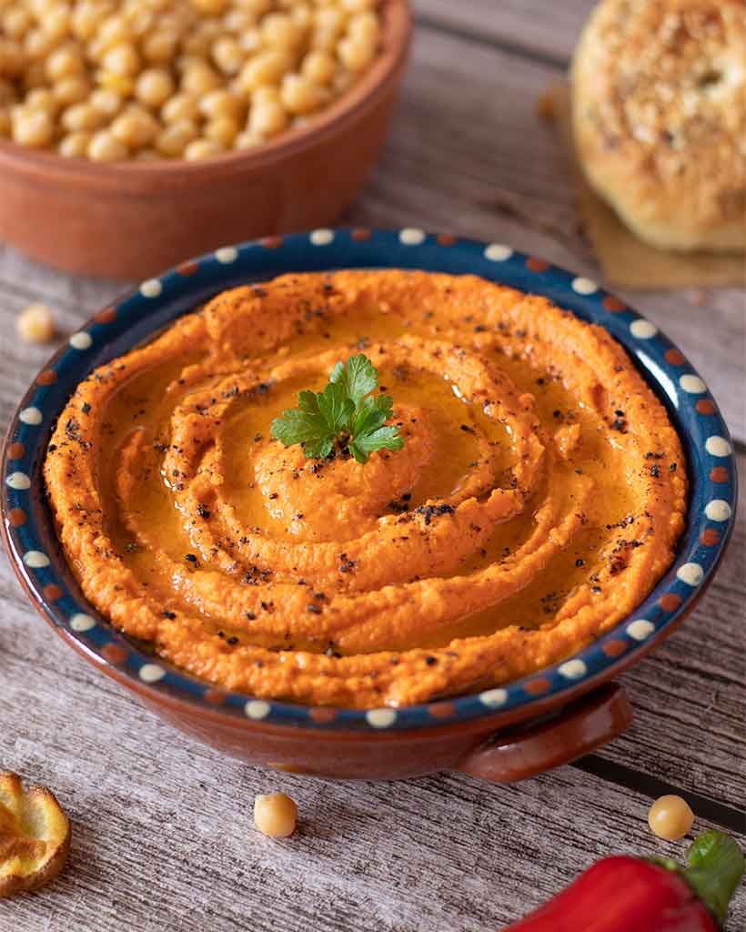 Healthy and flavorful food for diabetics - homemade vegan hummus. Simple plant-based dish .