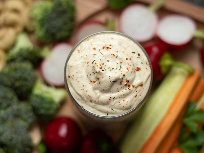 Oil-free vegan ranch dressing with cashews.