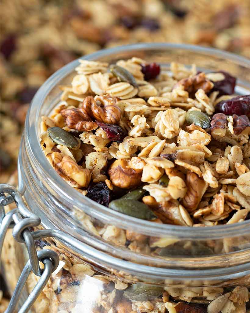 The best homemade granola in a jar for breakfast, brunch, snack or dinner.