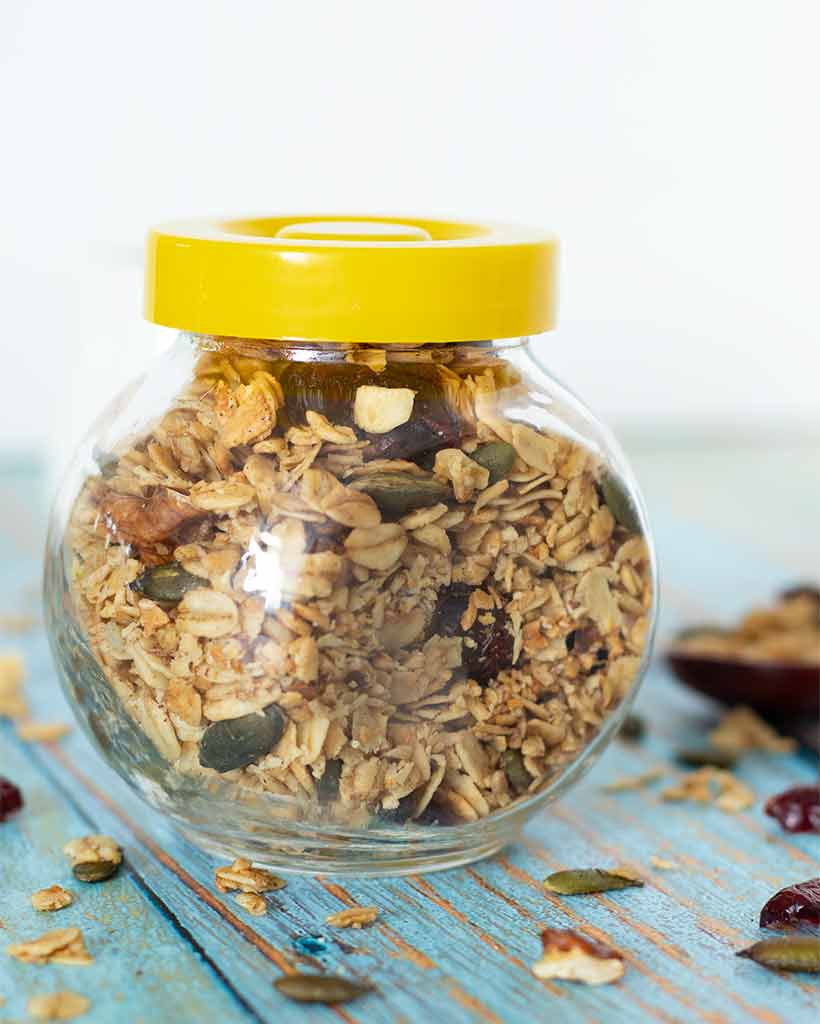 Quick and easy vegan granola for yogurt or milk as a wholesome make-ahead morning breakfast or brunch.