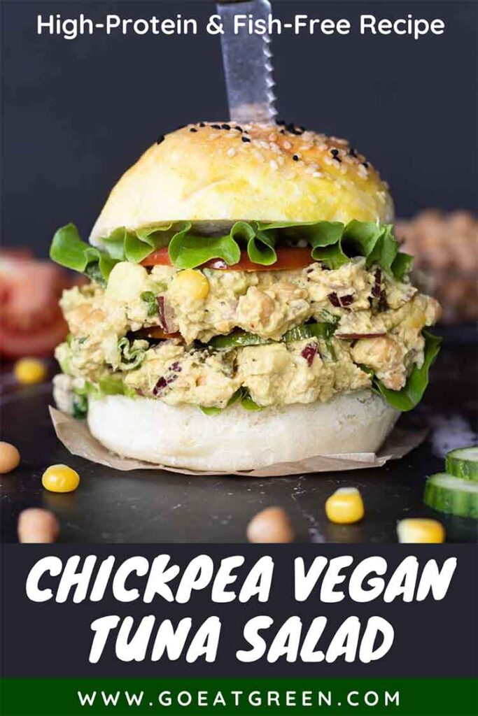 Best chickpea vegan tuna salad used for homemade sandwich filling