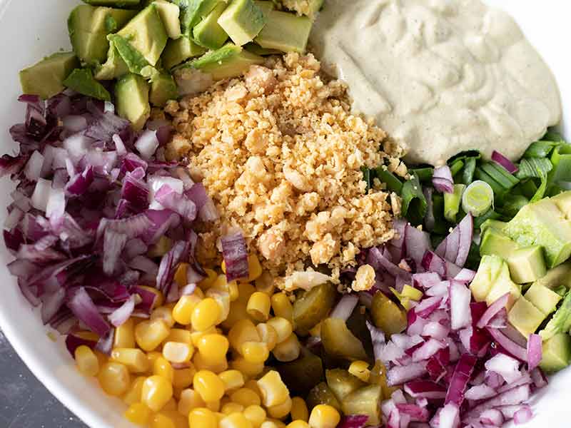 Fresh, budget-friendly, simple veggies in a bowl for a healthy and hearty high-protein meal prep