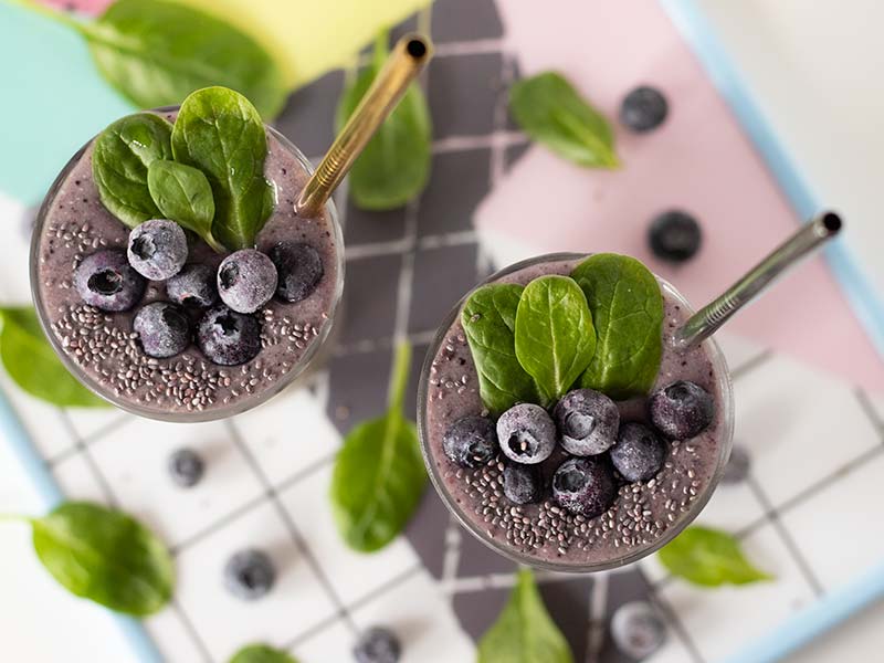 Recipe for Blueberry Smoothie with Spinach (Weight-Loss Morning Drink)