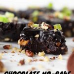 Healthy raw vegan no-bake brownie recipe with dates and walnuts