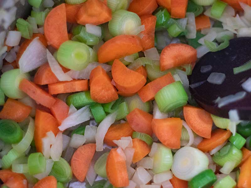 Finely chopped veggies for preparing cleansing weight-loss red cabbage sop at home.