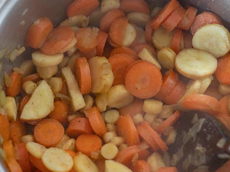 Simple vegetable soup in a pot