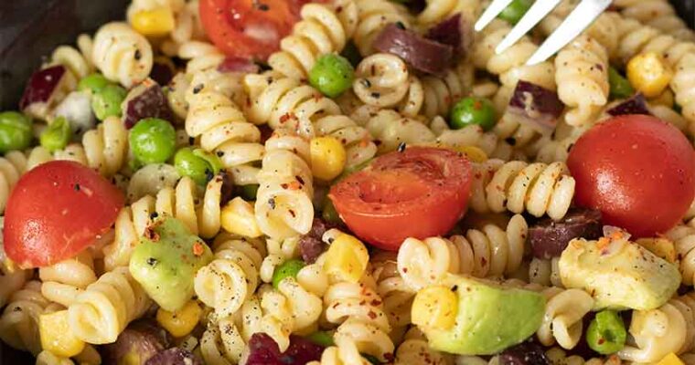 Colorful Vegan Pasta Salad Recipe (20 Minutes Only)