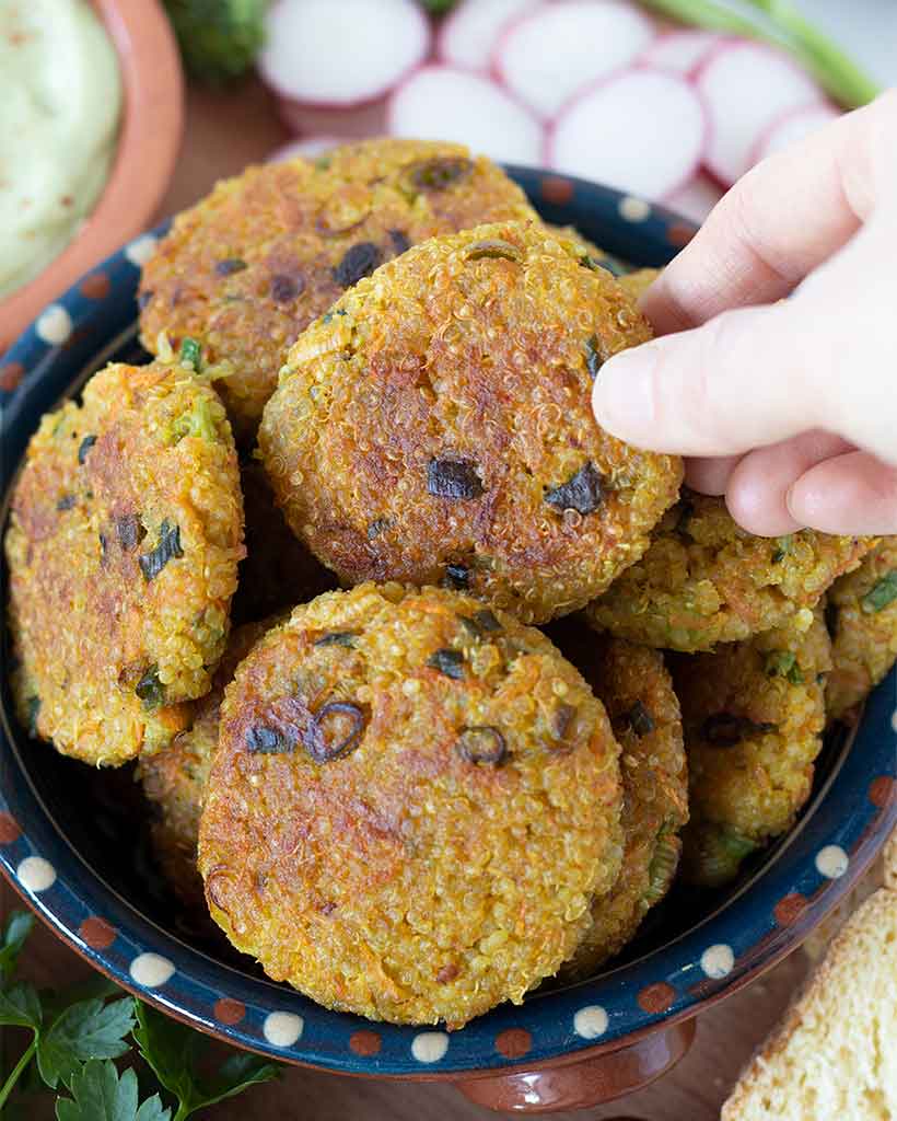 Simple gluten-free and vegan veggie fritters in a plate