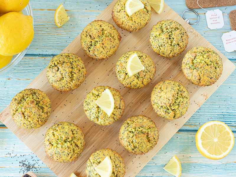 Easy eggless homemade muffins with lemons and poppy seeds. No butter, no yogurt, no dairy recipe.