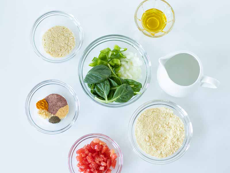 Chickpea flour scrambled eggs ingredients.