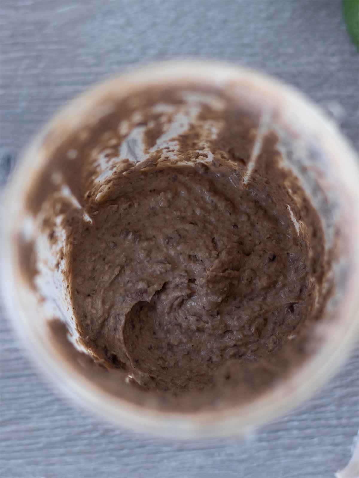 Mediterraniean black bean hummus in a blender cup