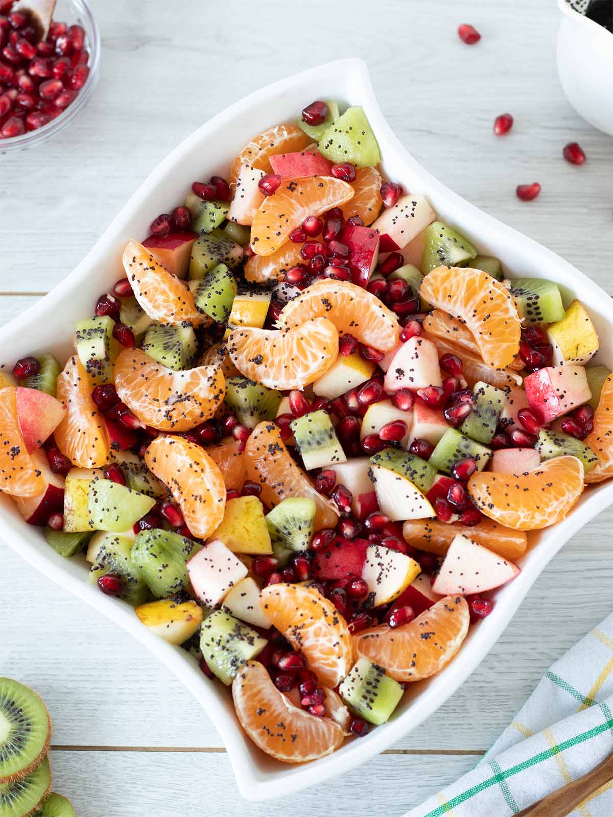 Fresh fruit salad in a big bowl for a crowd