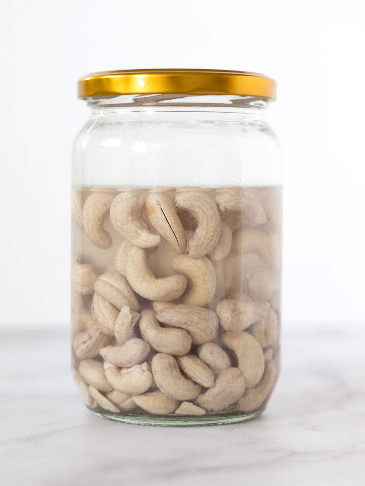 Soaked cashews in a jar