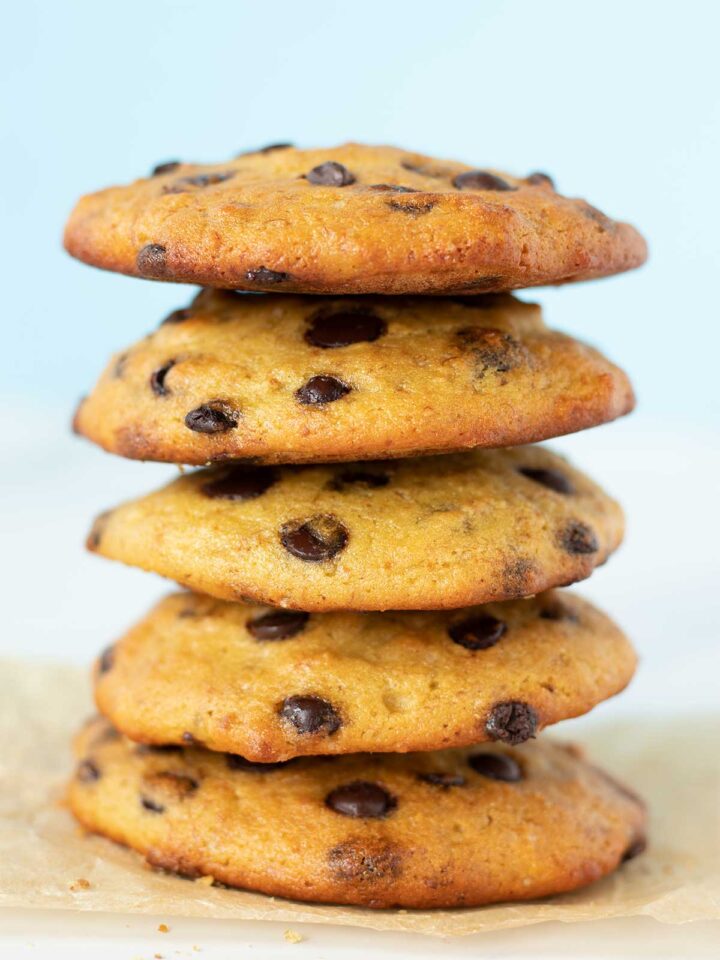 Banana chickpea flour chocolate chip cookies.