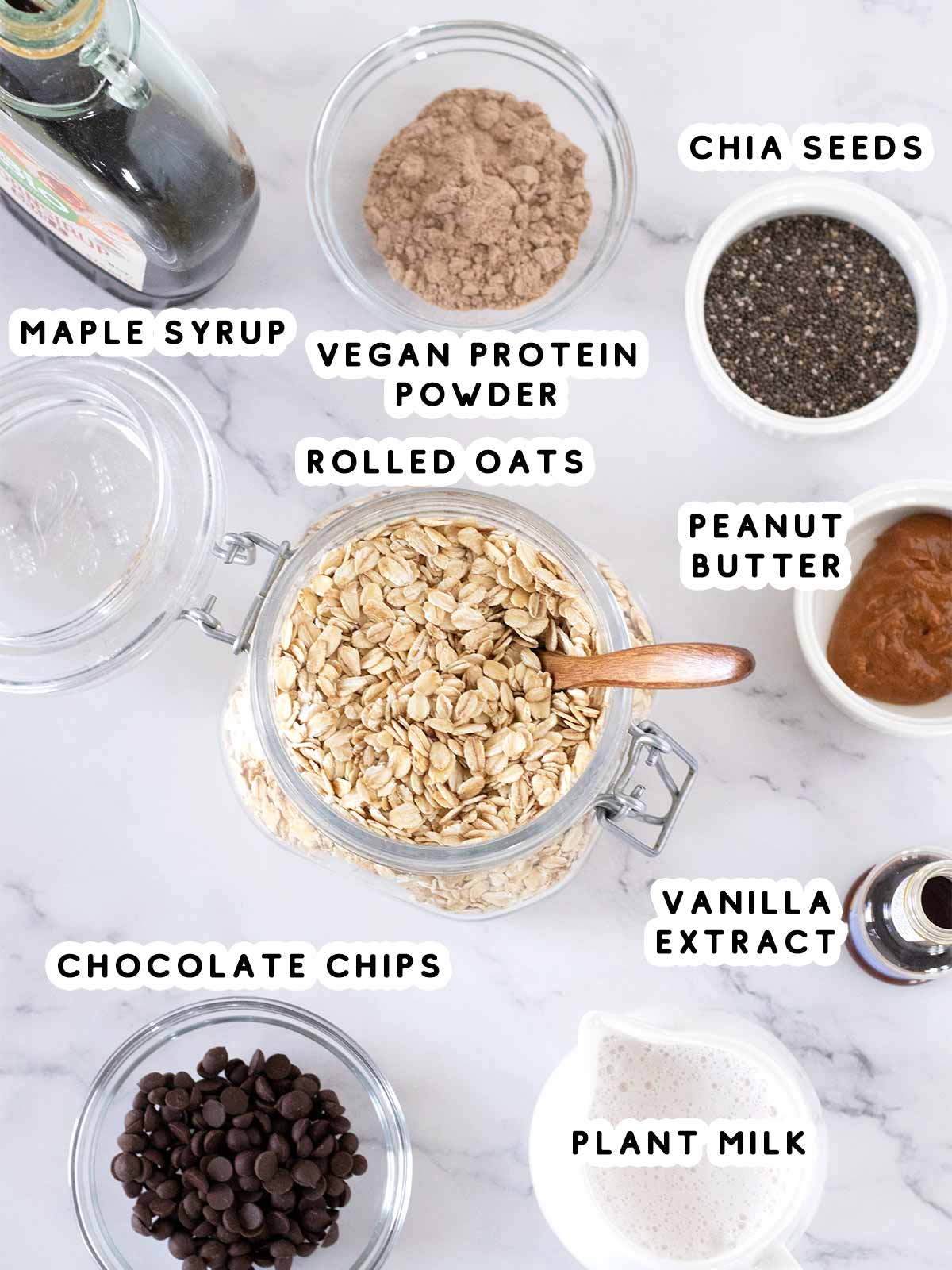 Plant-based ingredients for high-protein overnight oats for weight loss.