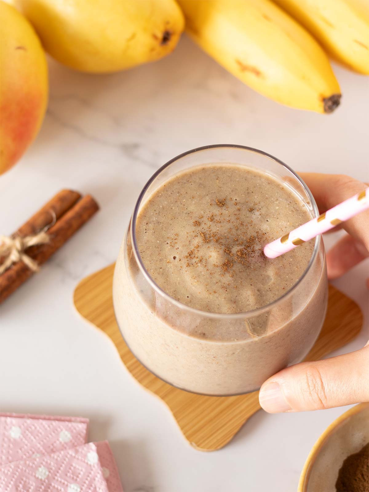 Simple pear cinnamon breakfast smoothie for weight loss.