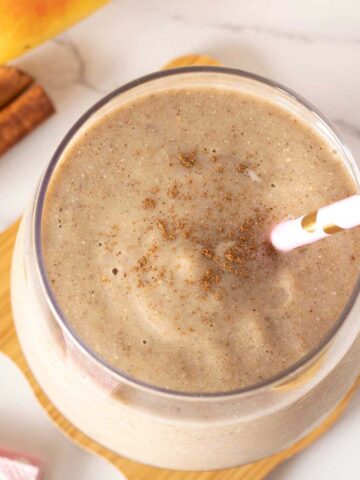 Creamy pear banana cinnamon smoothie for weight loss.