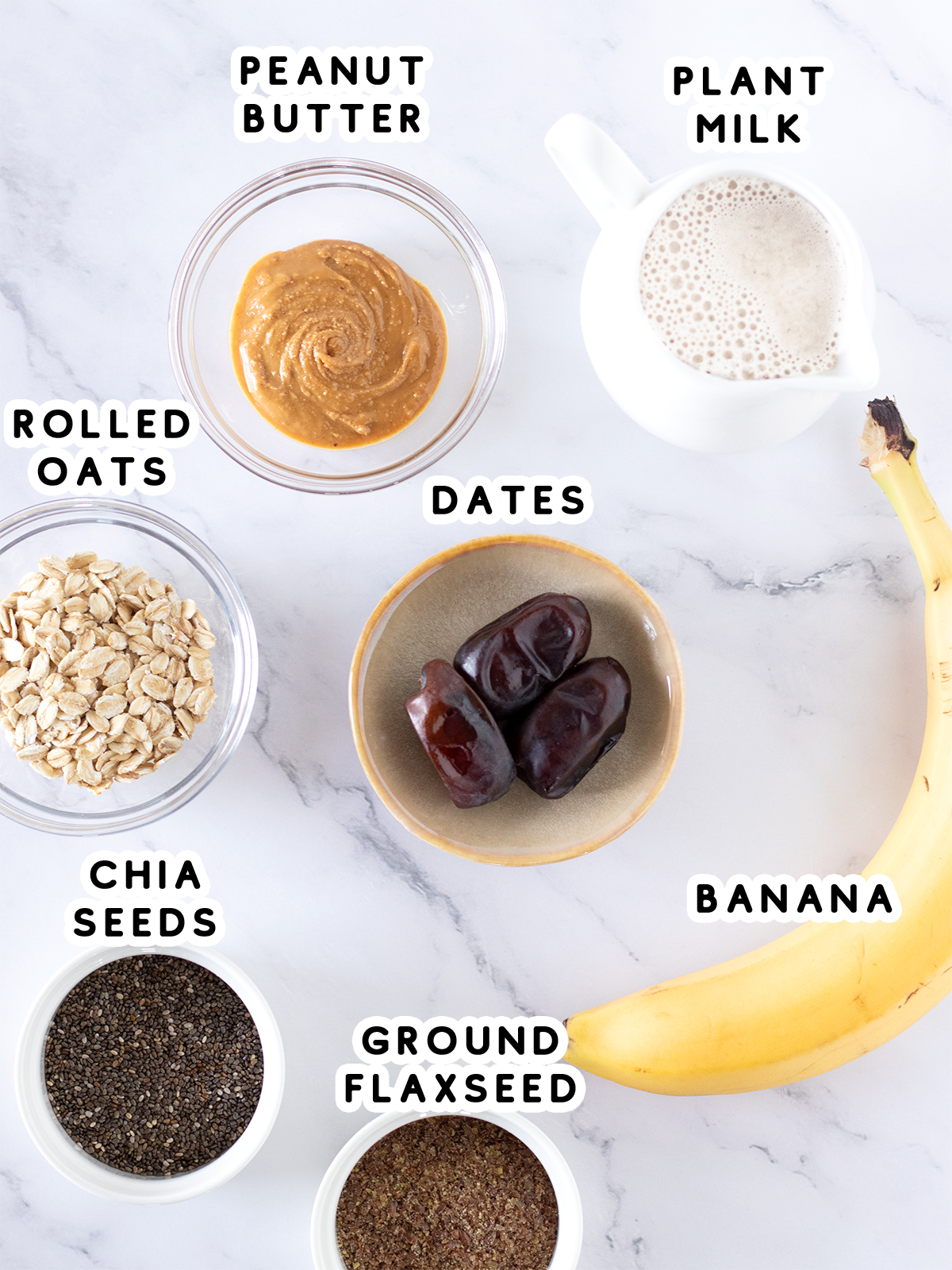 Plant-based ingredients for healthy date shake.