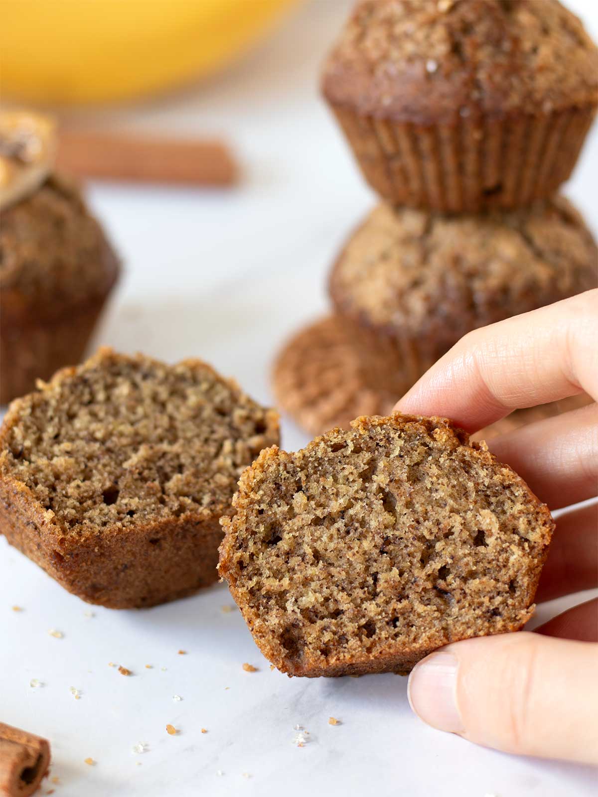 Moist and healthy 2 banana muffin recipe.