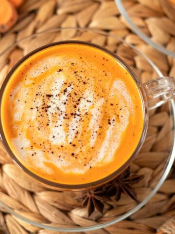 Korean sweet potato latte without coffee (Goguma latte drink).