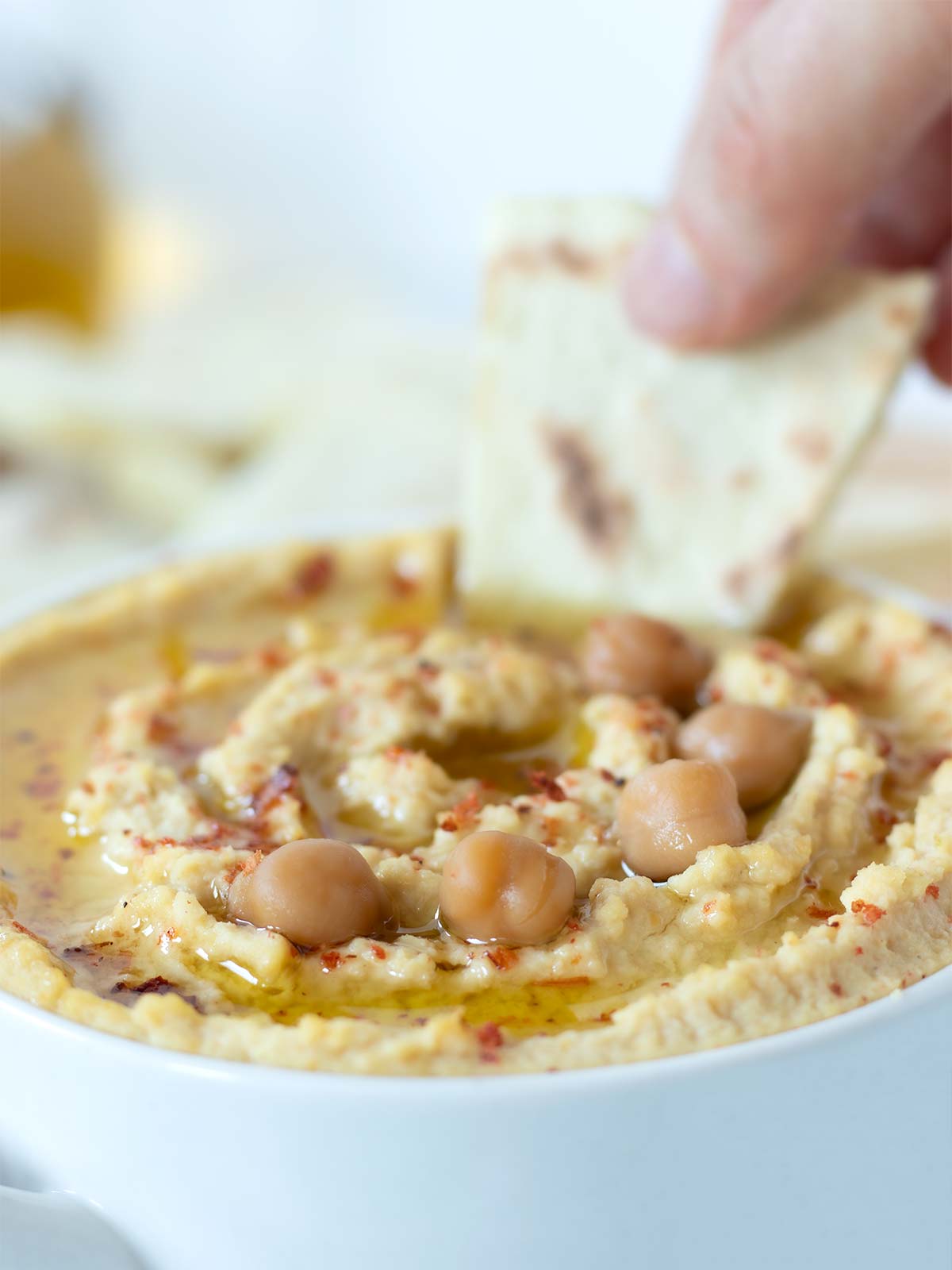 Garlic no-tahini chickpea hummus.