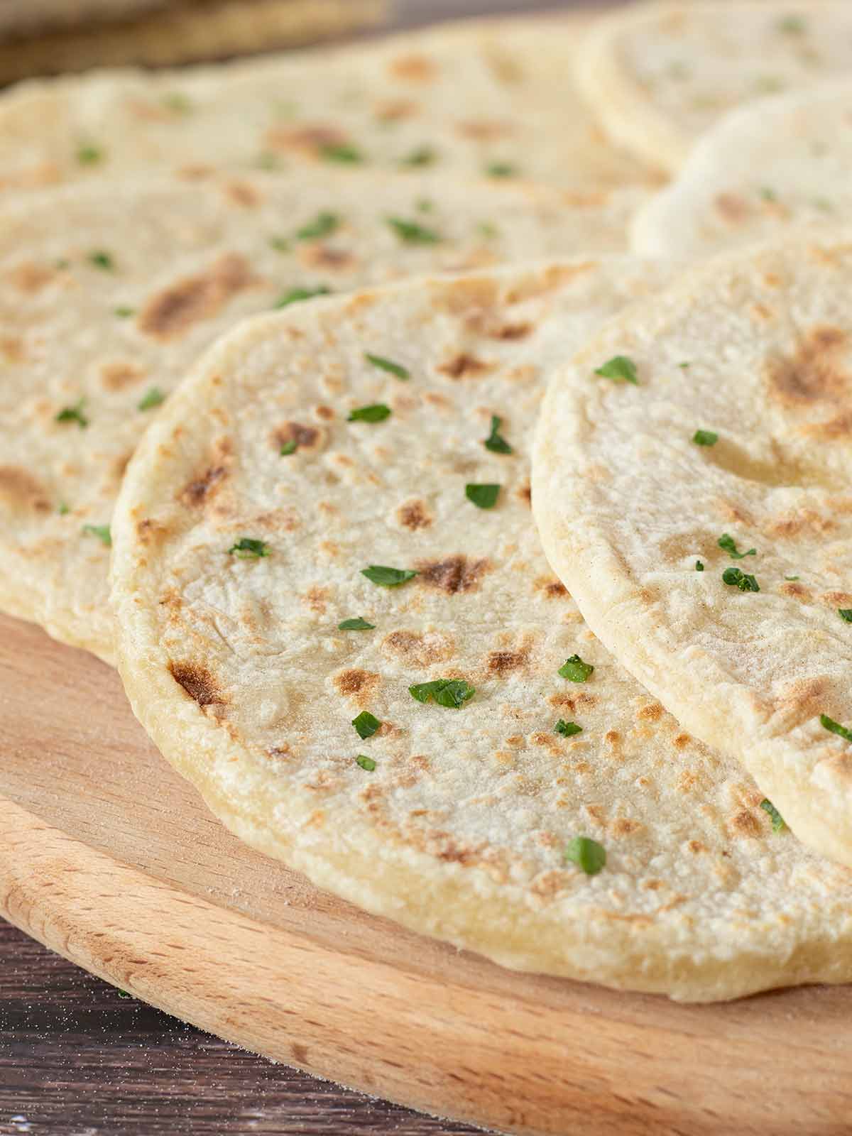 Freshly cooked unleavened flatbreads.