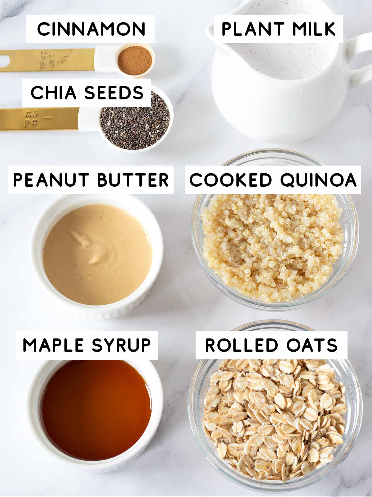 Overnight quinoa oats ingredients.