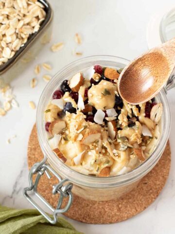 Peanut butter overnight oats without chia seeds or yogurt.